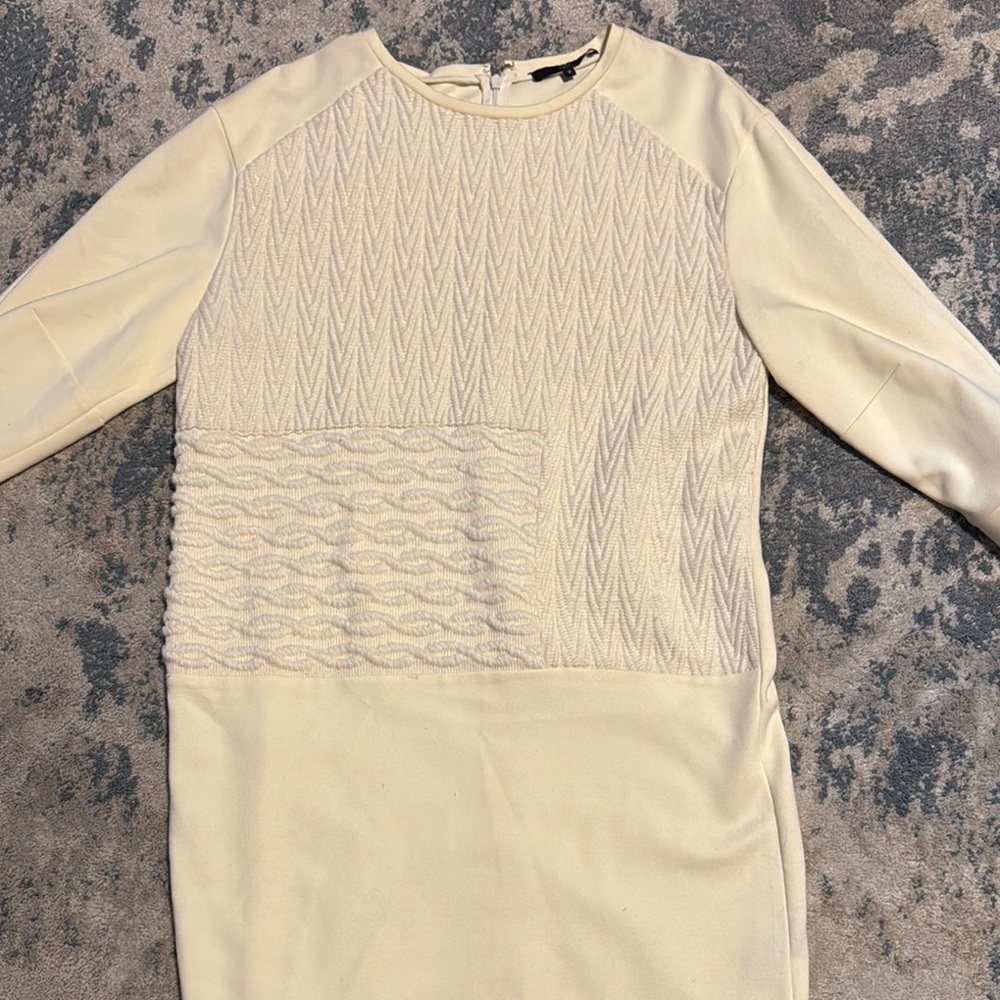 Tibi Cream Long Sleeve Sheath Dress